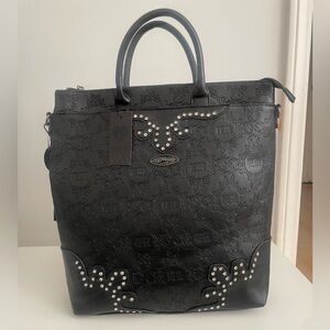 Rare Ed Hardy backpack tote Elegant Black Embossed Tote Bag